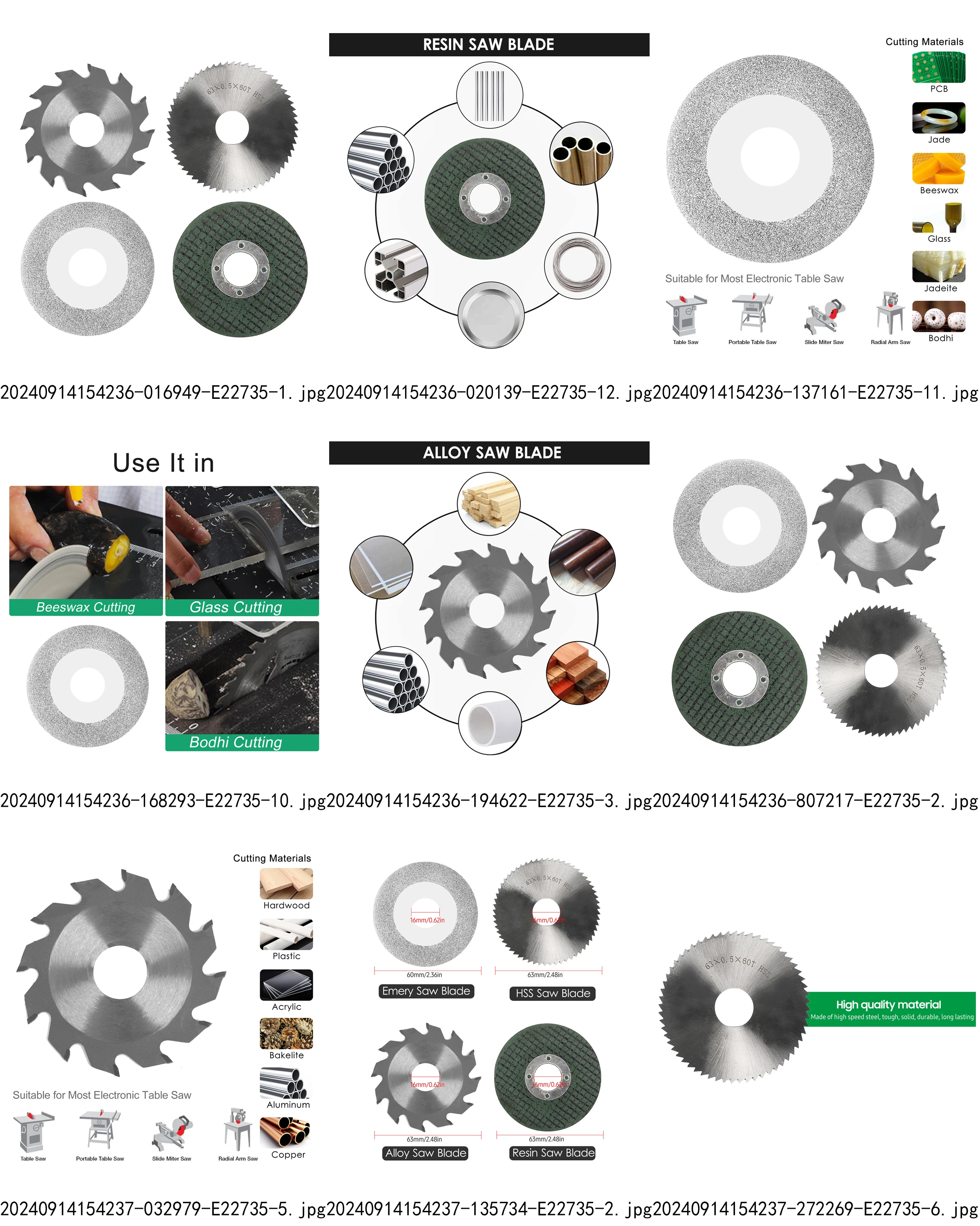 

4 шт., набор полотен для бензопилы, диаметр 2,5 дюйма, 63 мм, смоляное полотно и наждачная пила 60 мм для резки древесины