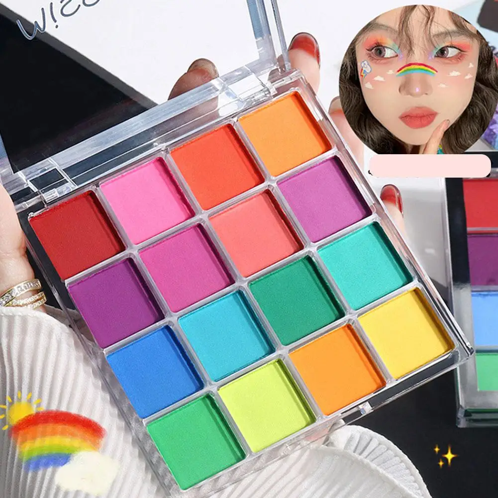 Paleta de sombras de 16 cores com brilho fosco e brilhante, paleta de maquiagem altamente pigmentada com espelho para aparência diurna e noturna