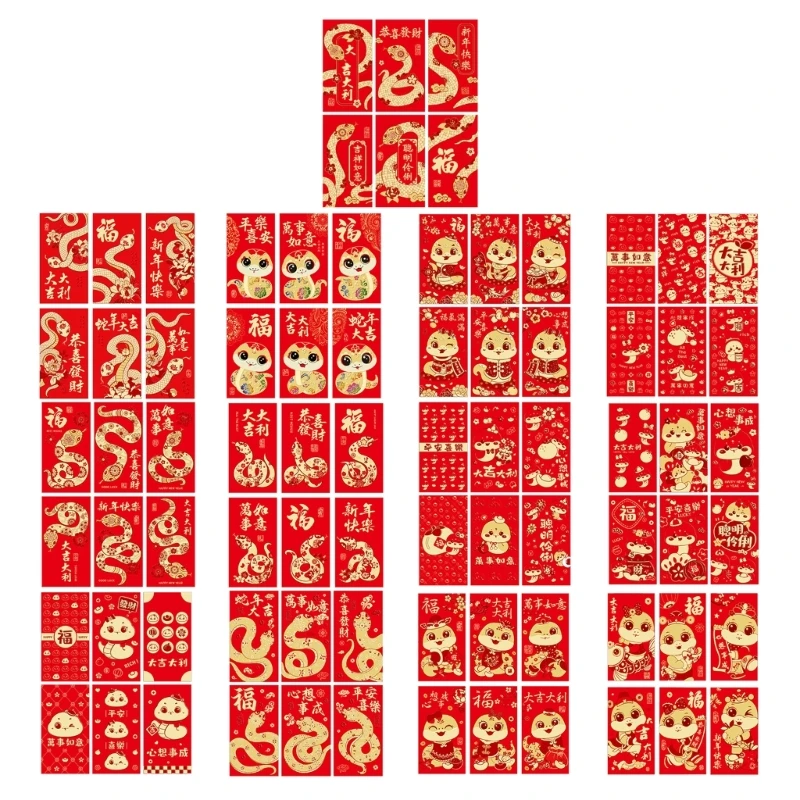 

Set of 6 Festival 2025 Snake Packet Packet Set for 2025 Year of the Snake Asian New Year's Decorative Envelopes