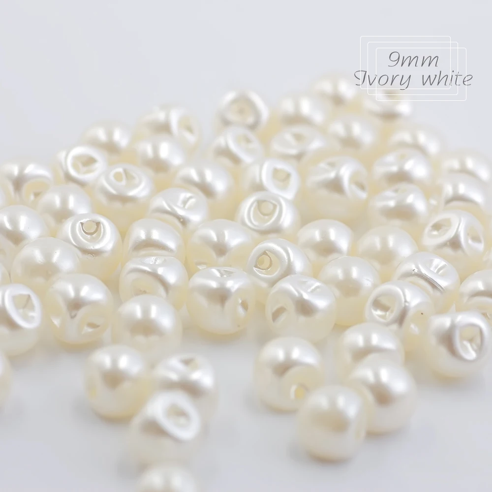 Hisenlee 6 Size Sewing Buttons Side Hole Round Plastic Pearl Buttons 6mm 8mm 9mm 10mm 12mm 14mm White/Ivory Accessories 100Pcs