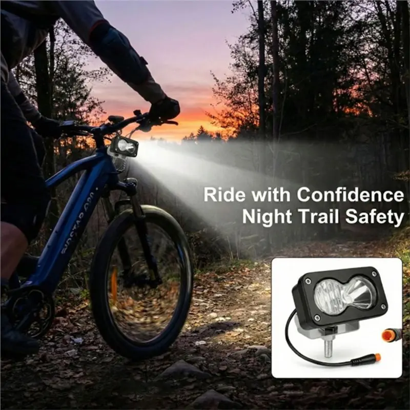 618 Mega Sale E Bike Headlight for Ridsta RQ20 3-Pin Julet Waterproof Connector Bright 20W LED Plug and Play 3-Inch Spotlight