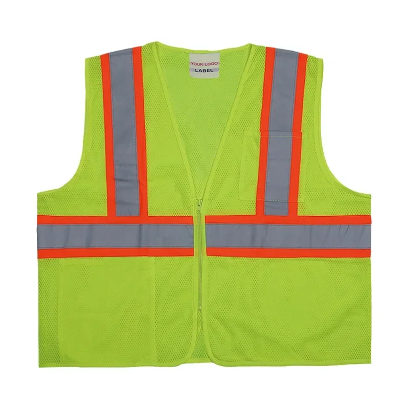 Men\'s cheap hi vis vest reflective safety vest reflective clothing waistcoatReflective Stripe Fluorescent yellow