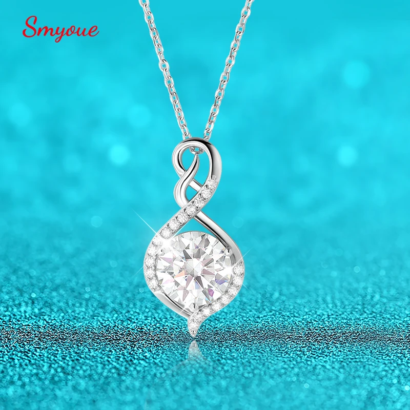 

Smyoue Certified 5ct Moissanite Pendant Necklace for Women Sparkly Artificial Diamond Chain 100% S925 Sterling Silver Wholesale