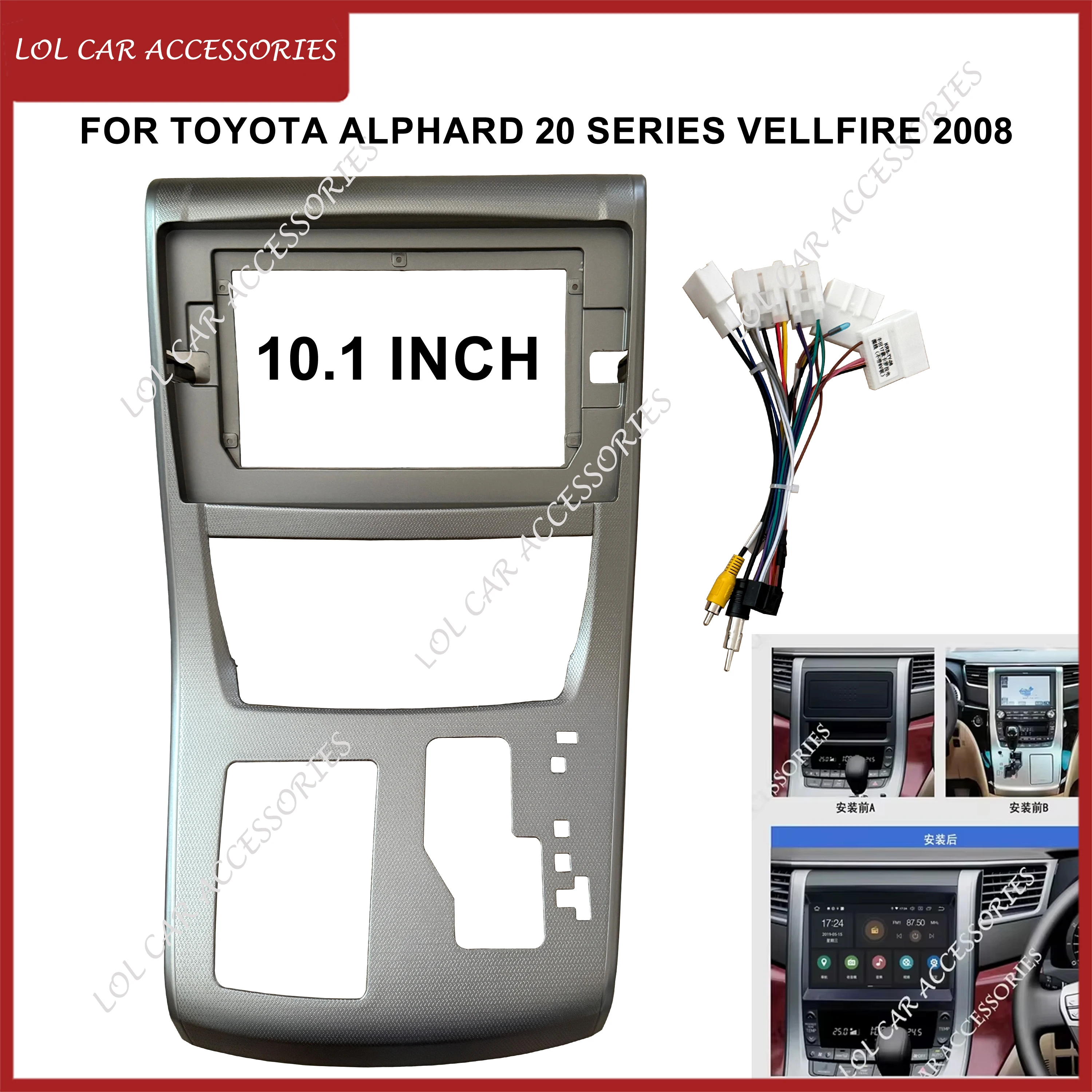 

10.1 Inch Fascia For TOYOTA Alphard 20 Series Vellfire 2008 Car Radio Stereo Android MP5 Player 2Din Head Unit Panel Frame Cover