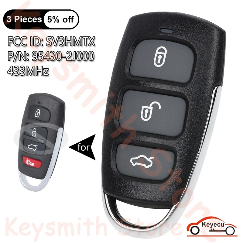

KEYECU 3 + 1 4 кнопки 433 МГц для KIA Borrego 2009 2010 2011 автоматический обновленный Брелок дистанционного управления FCC ID: SV3HMTX P/N: 95430-2J000