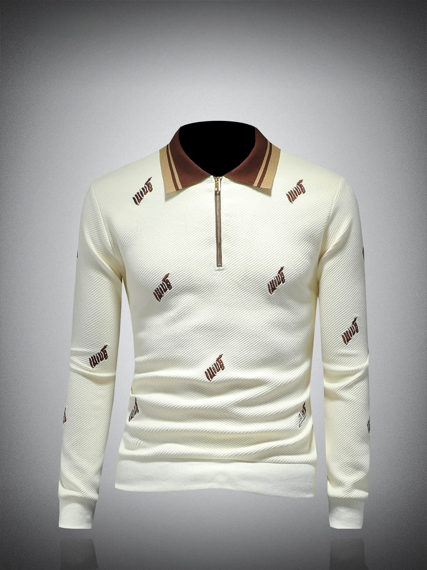 

Luxury Embroidered Men's Hoodie Sweatirt f Zipper Collar Spring Autumn Top New 2025 Cotton Polyester Elastic Fiber