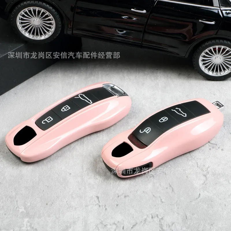 

For Porsche Morandi pink key case Macan718 Cayenne Panamera Taycan car key