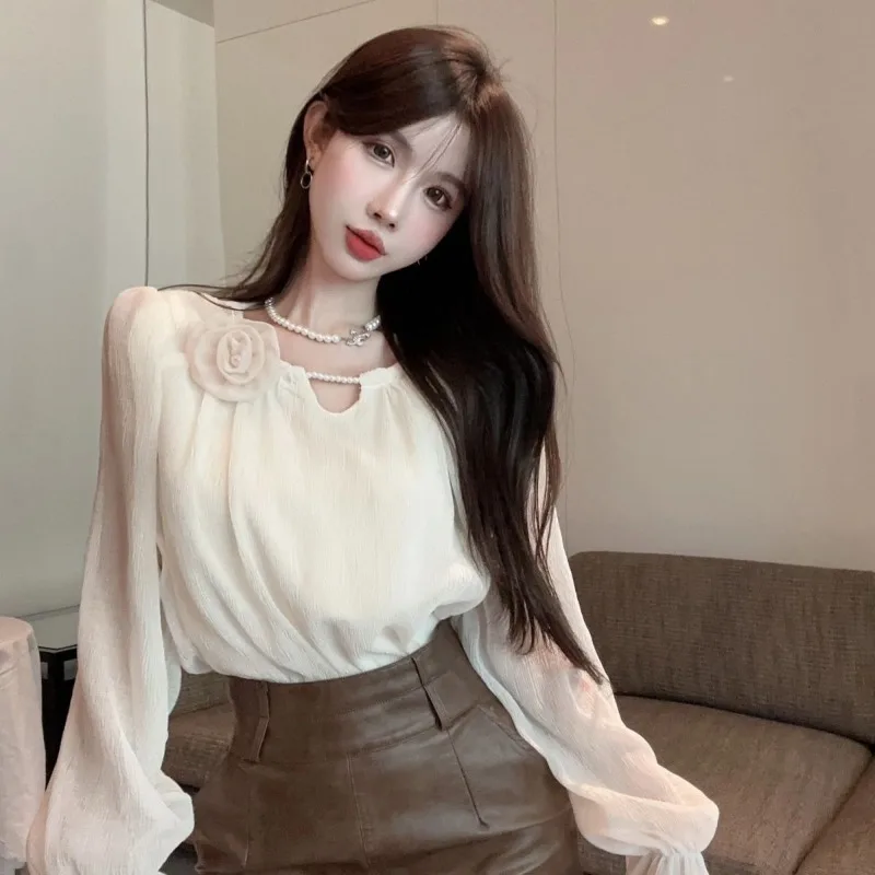 

Женская рубашка и блузка с длинным рукавом и жемчугом. Современные женские топы. Распродажа роскошных дизайнерских крутых элегантных социальных одежды 202.