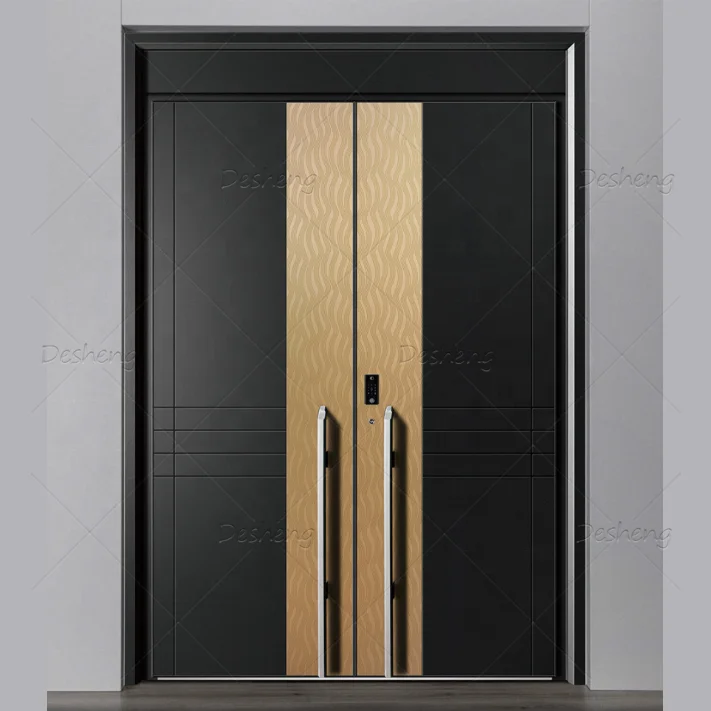 Hot Sale On Promotion Modern Metal Exterior Door Stainless Steel Hinged Security Front Entrance Doors