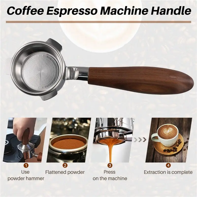 PZHI-Bottomless Portafilter 54Mm With Hollow-Carved For Breville Barista Series/Bambino Plus/Infuser Walnut Handle