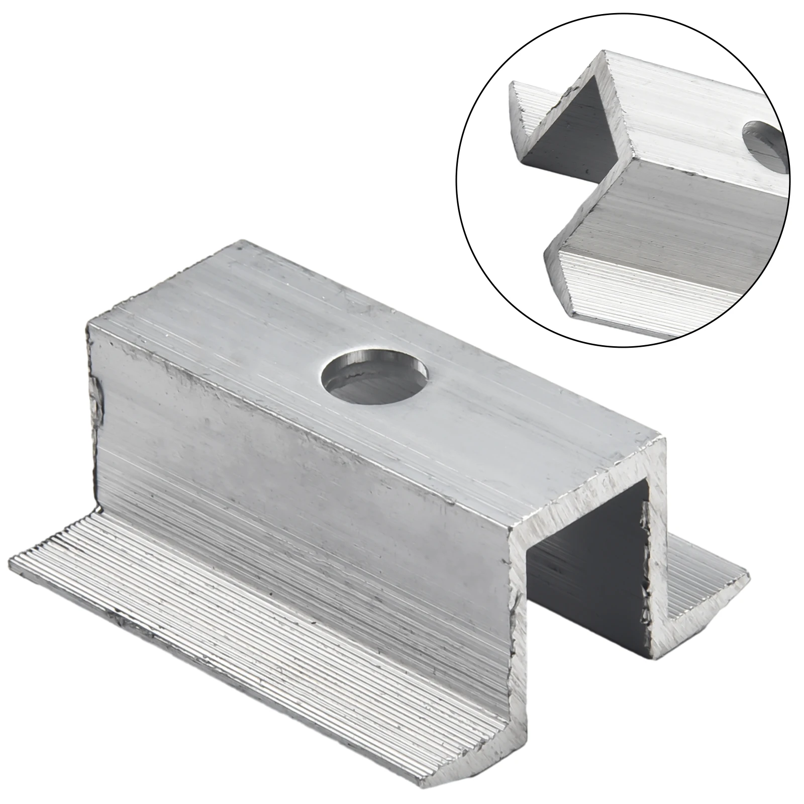 Klem menengah tenaga surya 10 buah, baru aluminium Aloi Panel surya penghubung untuk tinggi bingkai 25-50mm suku cadang perak