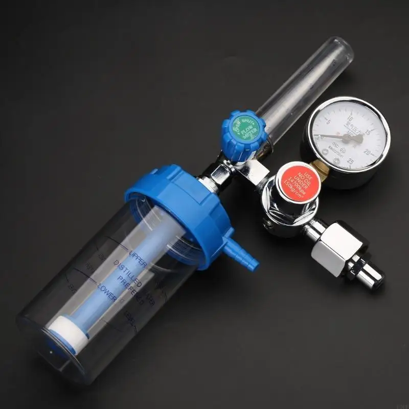 Compact Oxygen Pressure Reducer Gauge Oxygen Meter Regulator Thread 8inches for Home Care Anaerobic Environment