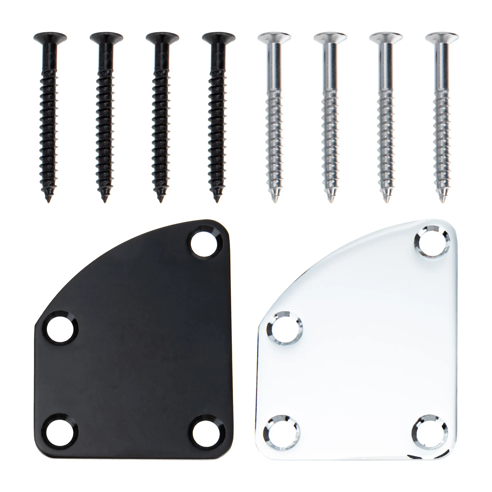 

2 Sets Guitar Reinforcement Plates Electric Bass Neck Joint Mounting Stainless Steel Parts 8 Screws Guitar Accessories