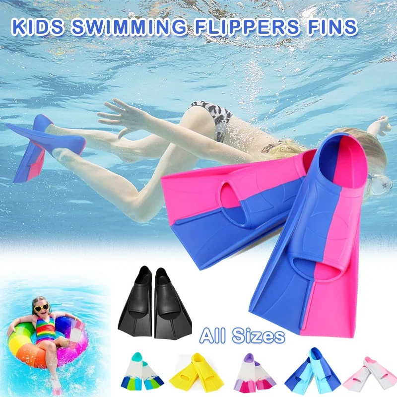 Swimming Fins Men\'s and Women\'s Swimming Silicone Short Flippers Adult Children Lightweight Diving Training Flippers