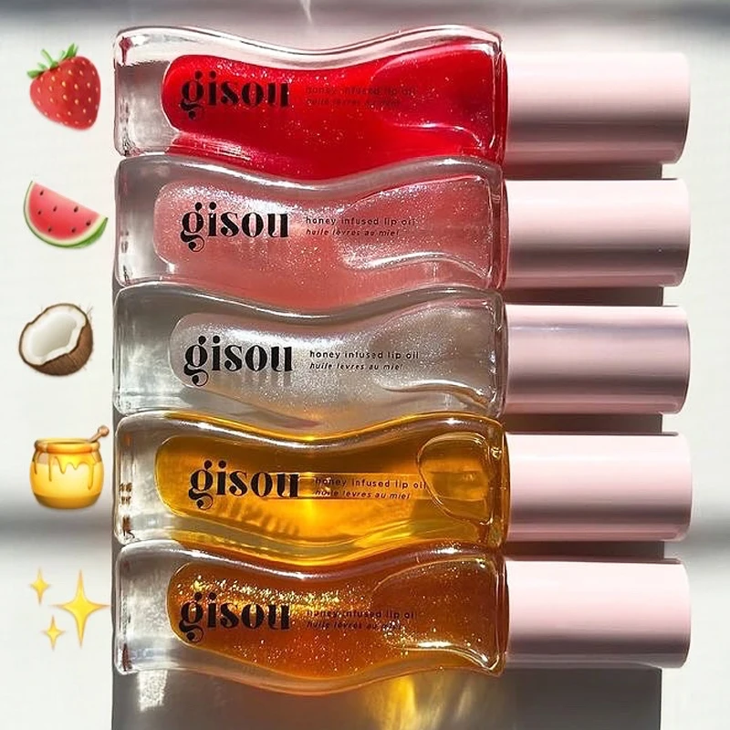 Makeup Brand Gisou Lip Oil Watermelon Honey Glazed Plum Essence Lip Gloss Long Lasting Hydrating Moisturizing Lipstick Cosmetics
