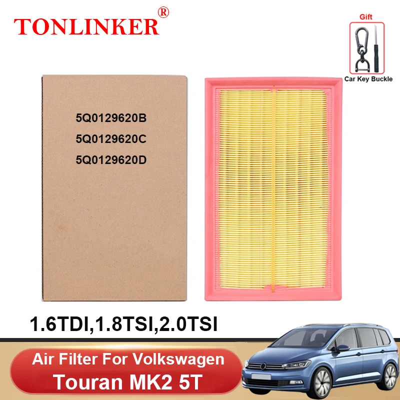 

TONLINKER Air Filter 5Q0129620D For VW Volkswagen Touran 5T MK2 1.6TDI 1.8TSI 2.0TDI 2015-2019 2020 2021 2022 Car Accessories