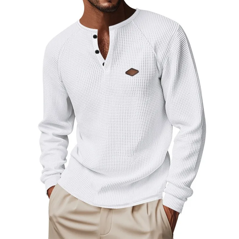 Immagine 4: Maglietta a Maniche Lunghe Casual, Vestibilità Ampia, con Cuciture Leggere, Collo Tondo, da Indossare Facilmente, per Uomo, Ideale per Autunno e Primavera