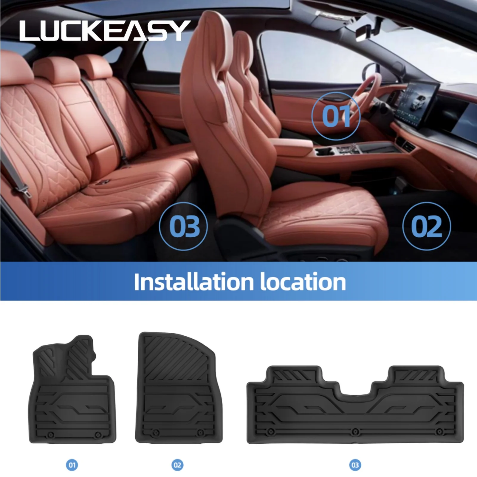 LUCKEASY Left Drive for BYD Sealion 6/HaiShi 06 EV/DM-i 2025-2026 (No Subwoofer) Car Floor Mats Trunk Pad TPE Accessories Black