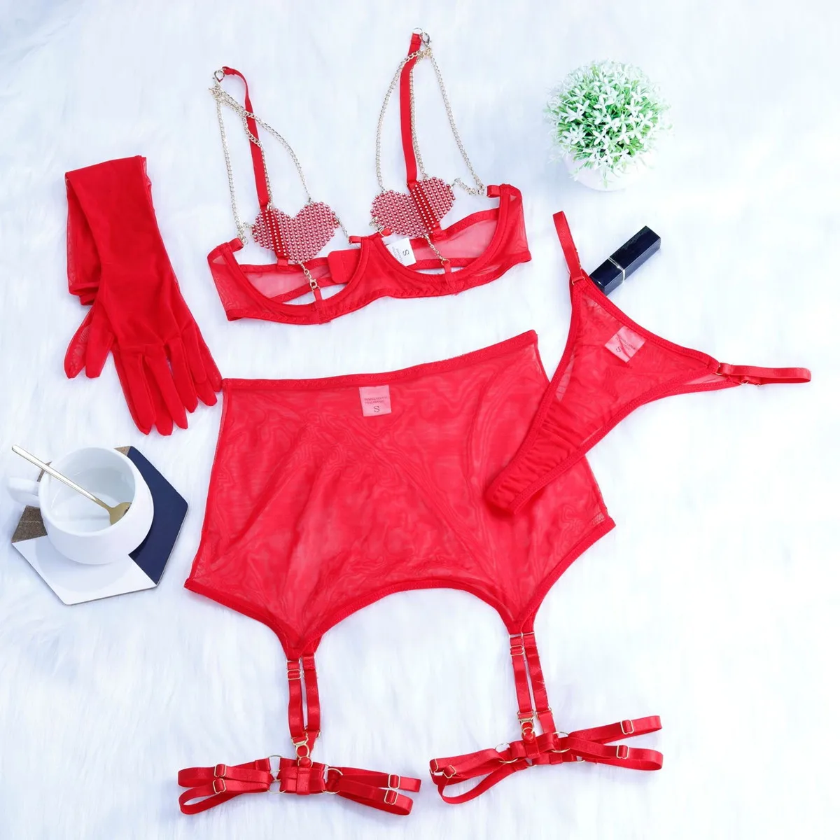 Sexy Lingerie set Sexy Luxury Erotic Set Underwear See Through Women Attractive Chest Suspenders Romantic Ensemble Outfit