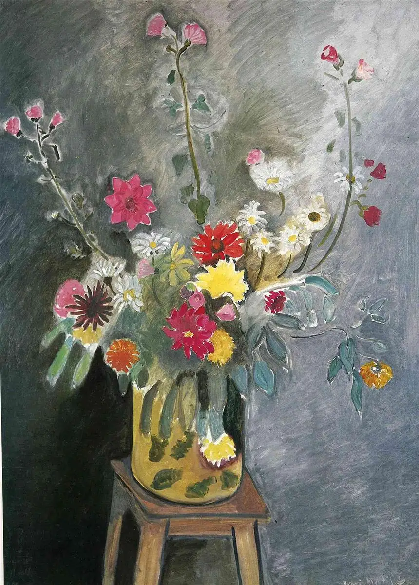 100% Hand Painted Oil Painting Bouquet of Mixed Flowers (Bouquet de fleurs mixtes) c.1917 Henri Matisse Still Life Canvas Wall