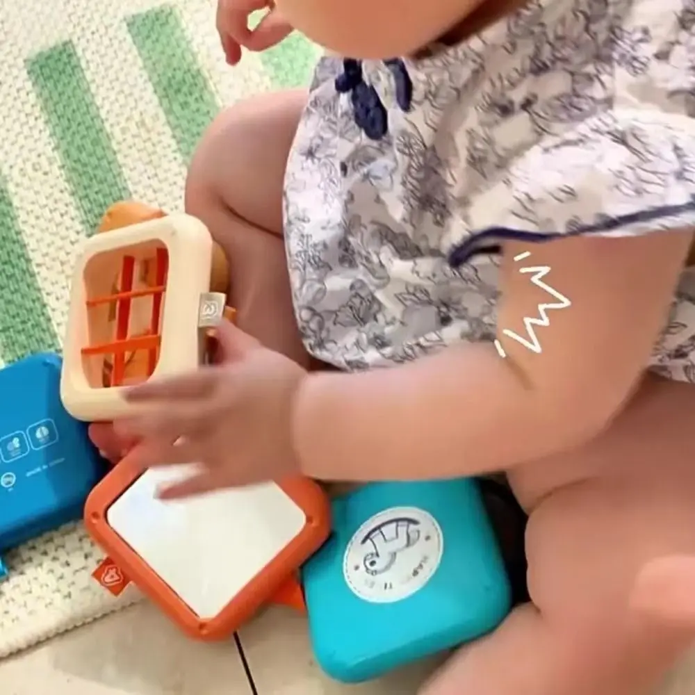 Zusammenklappbares, beschäftigtes Würfelspielzeug, Puzzle, polyedrisches, multifunktionales Stapelspielzeug mit Spiegel, Montessori-Sensorbrett, Feinmotorik