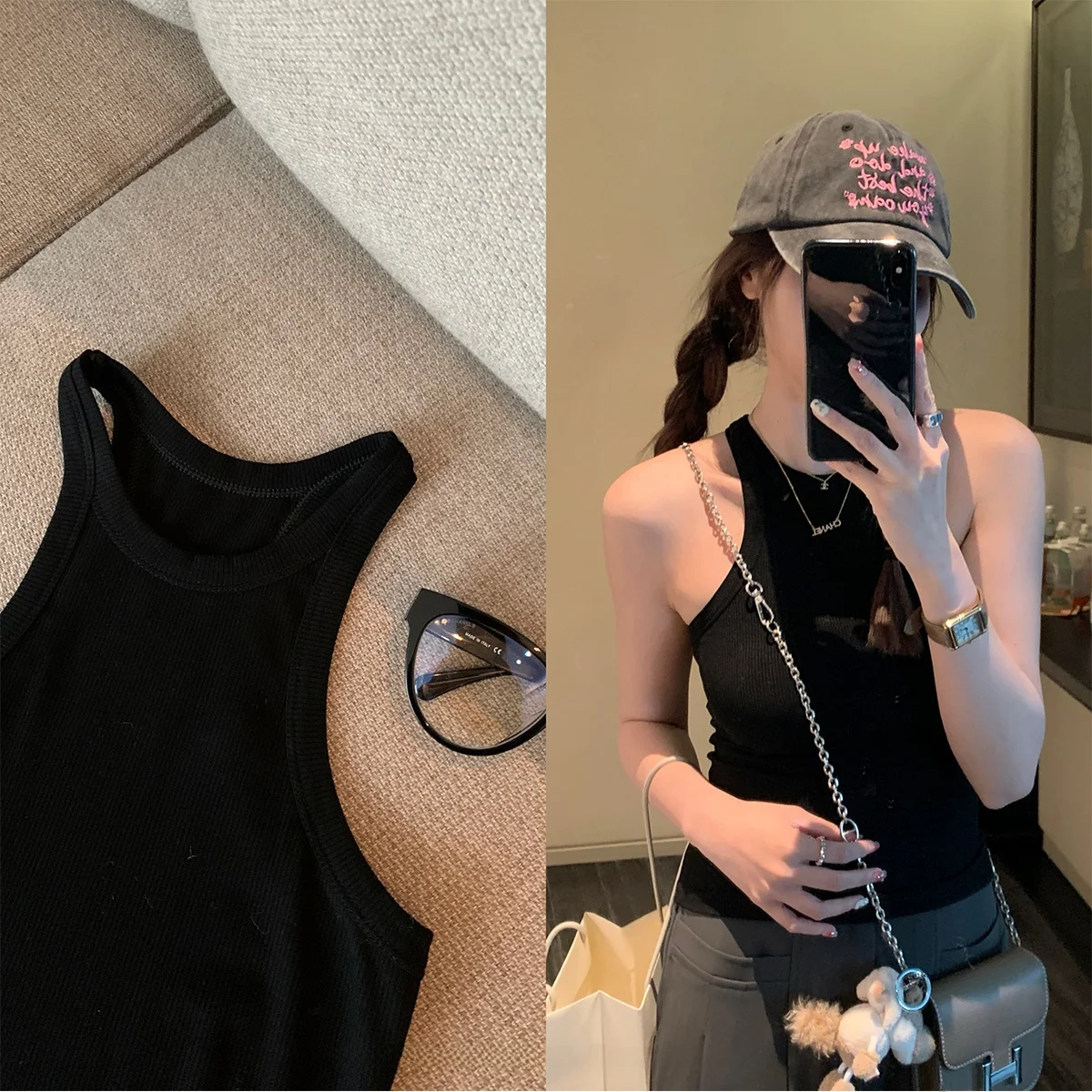 

Женский облегающий жилет на бретельках, базовый слой, верхняя одежда, осень 2023, без рукавов, из других материалов, 00%