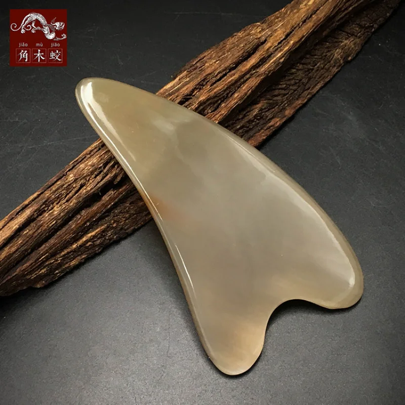 Jiaomu Jiao Yak Horn Scraping Board, Heart-Shaped Massage Beauty Pad, Thickened Version