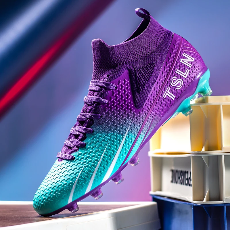 New Men Soccer Cleats Long Spikes Football Boots Training Shoes Ankle Sneakers Indoor Futsal Match Sport High-quality TF/FG
