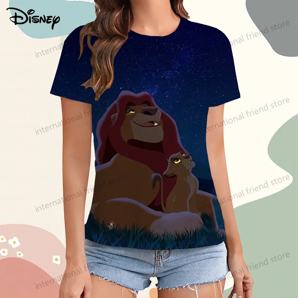 T-Shirt Disney De Leeuw Koning Dames Simba Y 2K Korte Mouw T-Shirt Nieuwe Jurk Zomer T-Shirts XS-3XL O-Hals 2024 Vrije Tijd Tops 2024