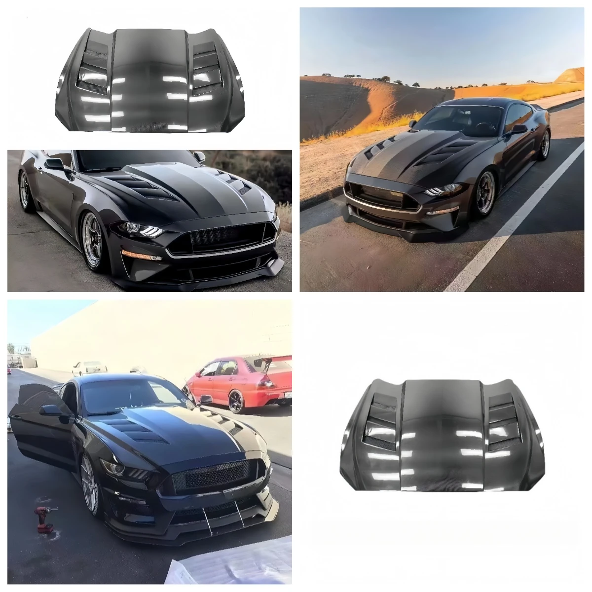 

BR New Carbon Fiber Engine Cover For AC Style Open Hole Front Hood Bolts Car Accessories Manufacturing Purpose Black