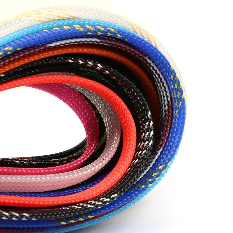 1~50M PET Expandable Cable Sleeve 4mm Tight Braided High Density Hardness Insulate Line Protect Sleeving Wire Wrap Gland Sheath