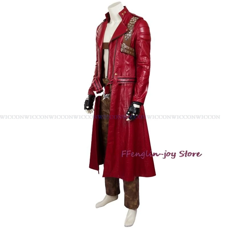 Devil Cos May Cry 3 Cosplay Costumes Dante Men\'s Game Uniforms Wig Red Long Poncho Jacket Set Halloween Carnival Costumes