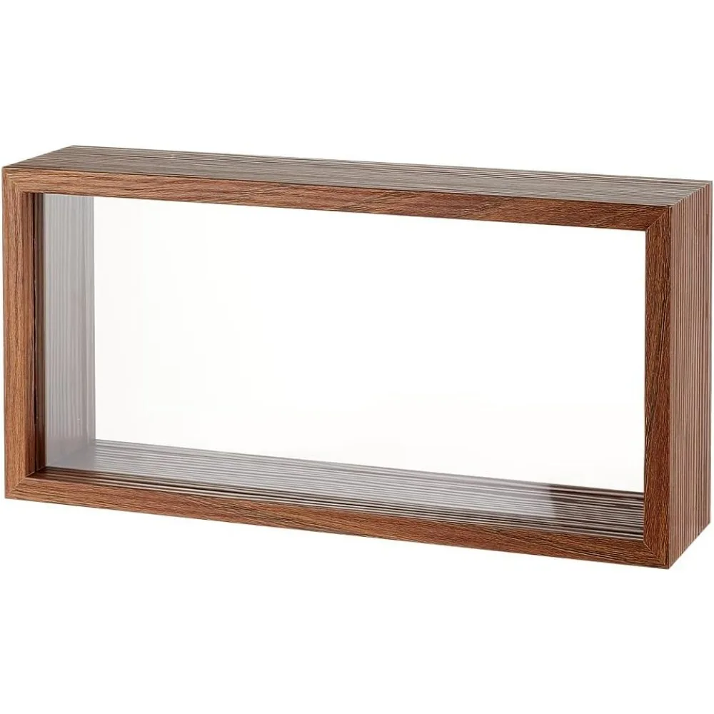 10.2x5x2.4 Inch Rectangle Shadow Box Wood Shadow Box Display Case Shadow Box Frame with Double Sided Clear Acrylic Window