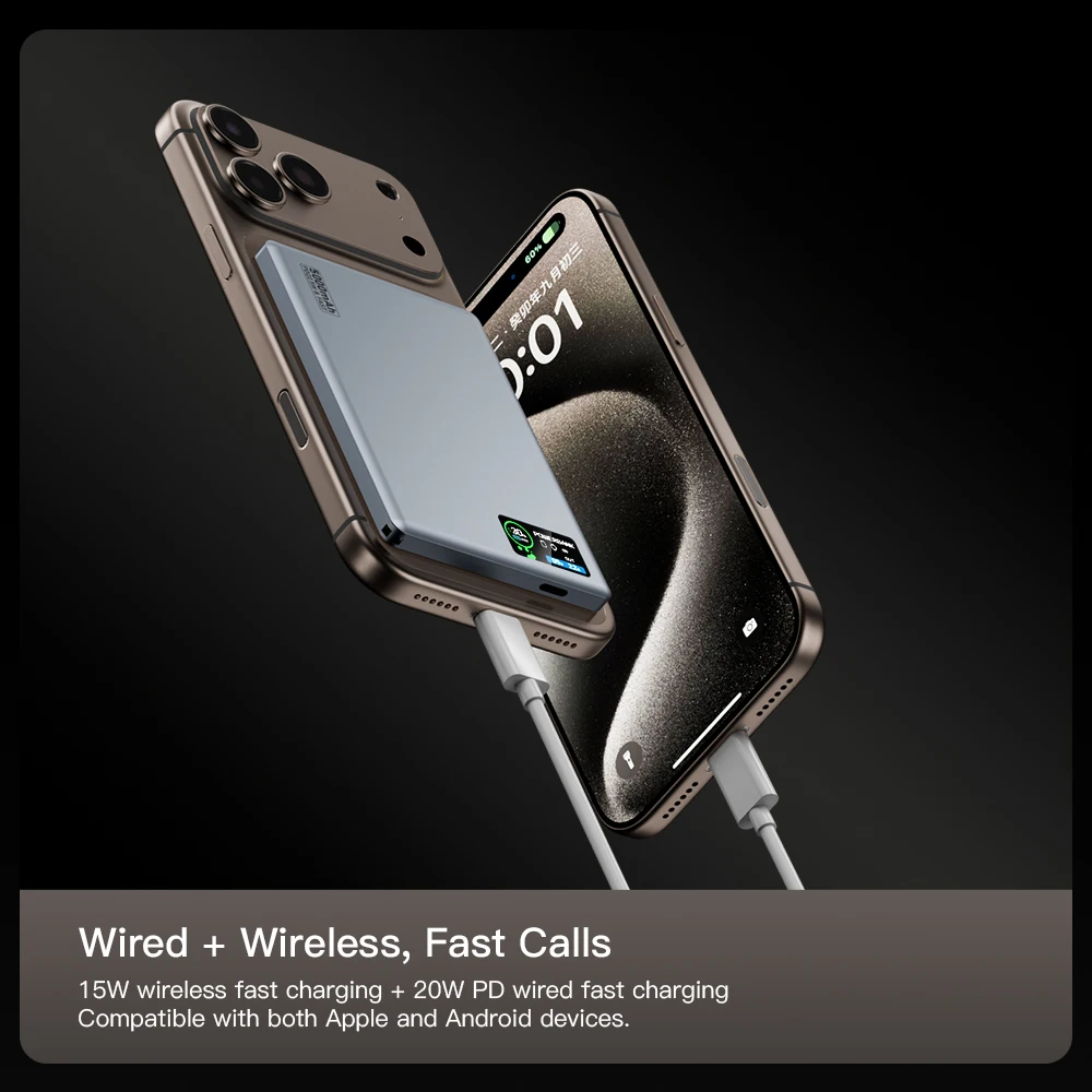 Smart Display Screen Wireless Charging Powerbank for Magsafe iPhone 17 Backup Battery Power Banks Charger for Apple Watch 10 9 8 - view 2