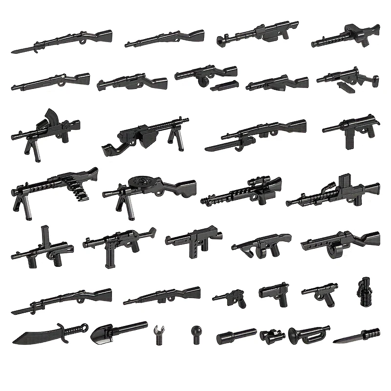 Armas do exército tijolos pacote de armas peças blocos soldados figura acessórios peças diy moc tijolos acessórios ww2 arma militar brinquedos