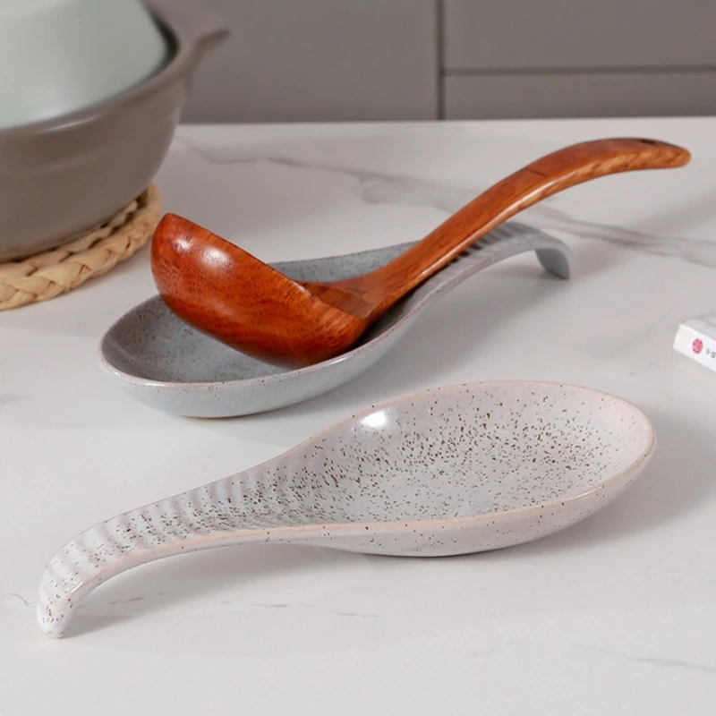 Ceramic Spoon Rest for Stove Top, Spoon Holder for Kitchen Counter, Farmhouse Cooking Utensil Holder for Spoons, Ladles, Spatula