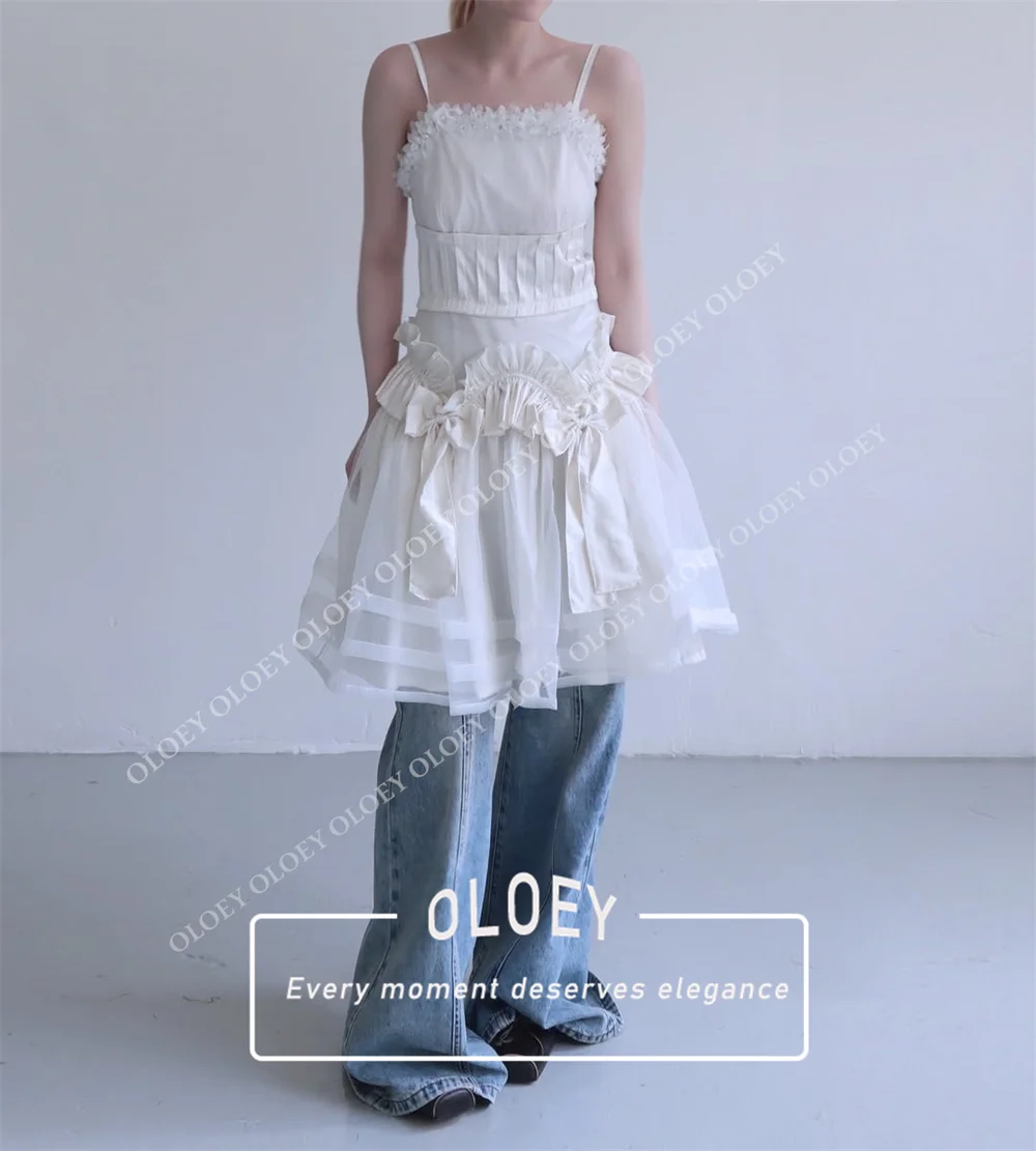 OLOEY Modern Short A-Line Wedding Dress Korea Photo Shoot Beaded Satin Mesh Bridal Gown Customized 2027 Robe De Mariage