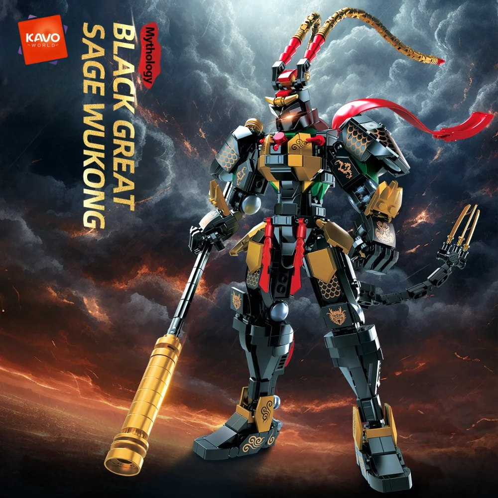 

KAVOWORLD Black Myth Style Wukong Ornament Mecha Building Blocks Set STEM Bricks Toy Gifts for Fans of Monkey King Action Figure