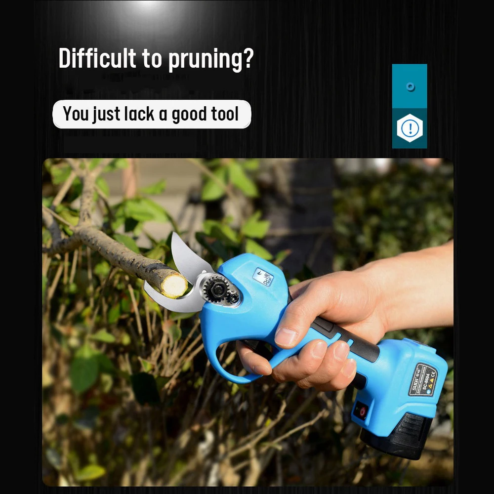 

1050W 28mm Brushless Electric Pruner Shear Cordless Rechargeable Fruit Tree Bonsai Pruning Branches Tool For 18V Lithium Battery