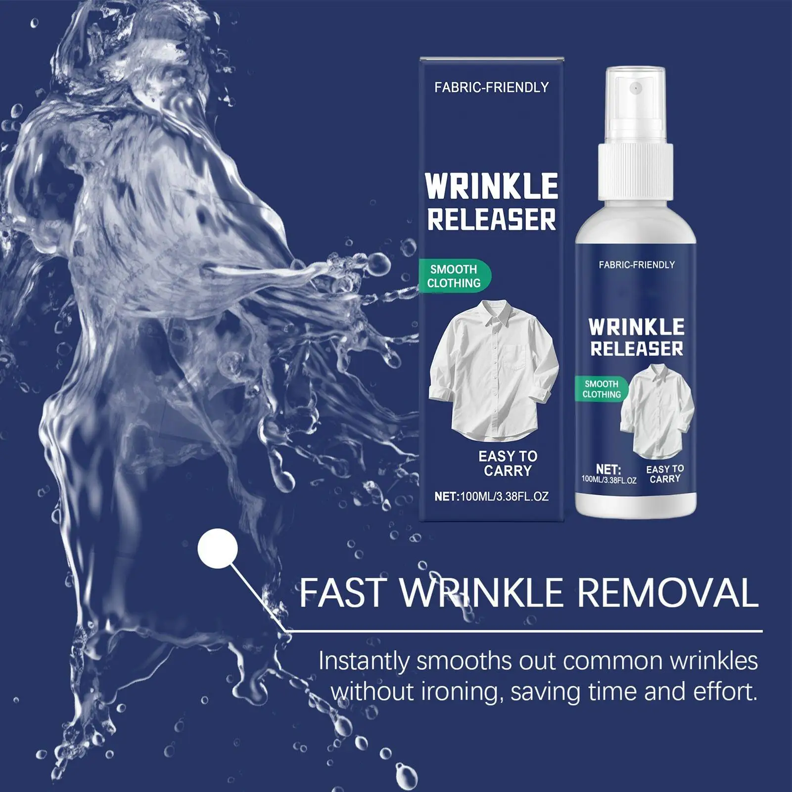 Ironing Spray For Clothes 100ml Anti Static Wrinkle Remover Easy Iron Aid Travel Size Bottle Dorm Room Home Vacation Fabric Care
