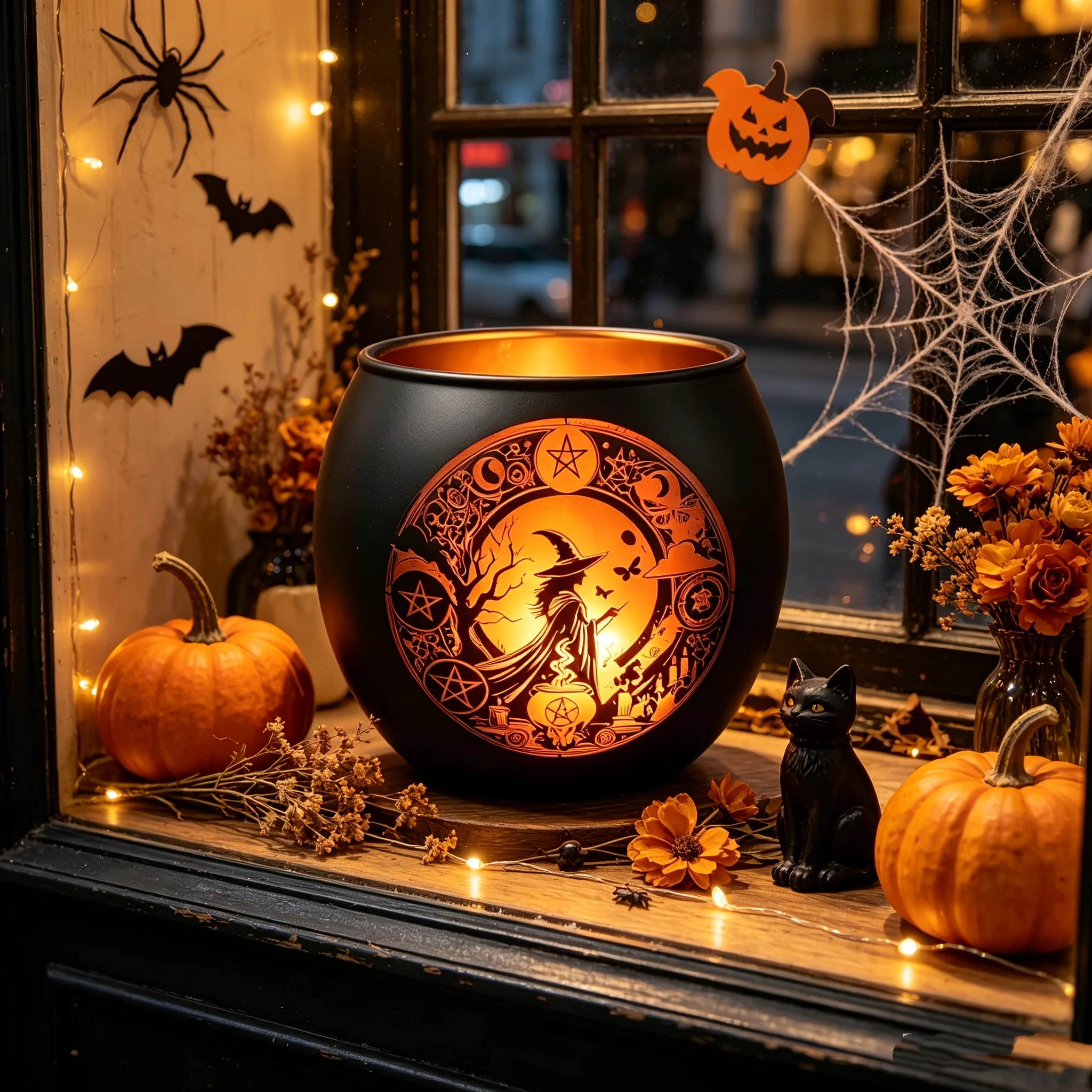 Gothic Halloween Magic Witch Candlestick Decor, Spooky Party Centerpiece, Great Gift for Kids & Friends, Ideal for Celebrations