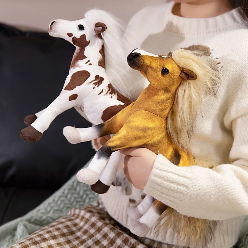 

32cm Cute Simulated Horse Doll Plush Toy Stuffed Soft Animal Plush White horse Brown Horse Pillow Kids Birthday Gift Pet Toys