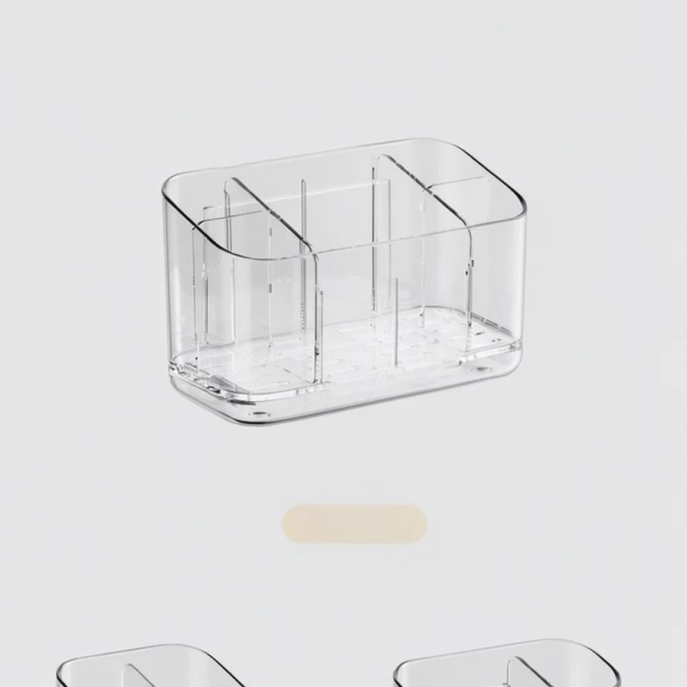 Plastic Toothbrush Holder Bathroom Storage Organizer Stand Punch Free Shelf For Countertop Vanity Accessory Tray