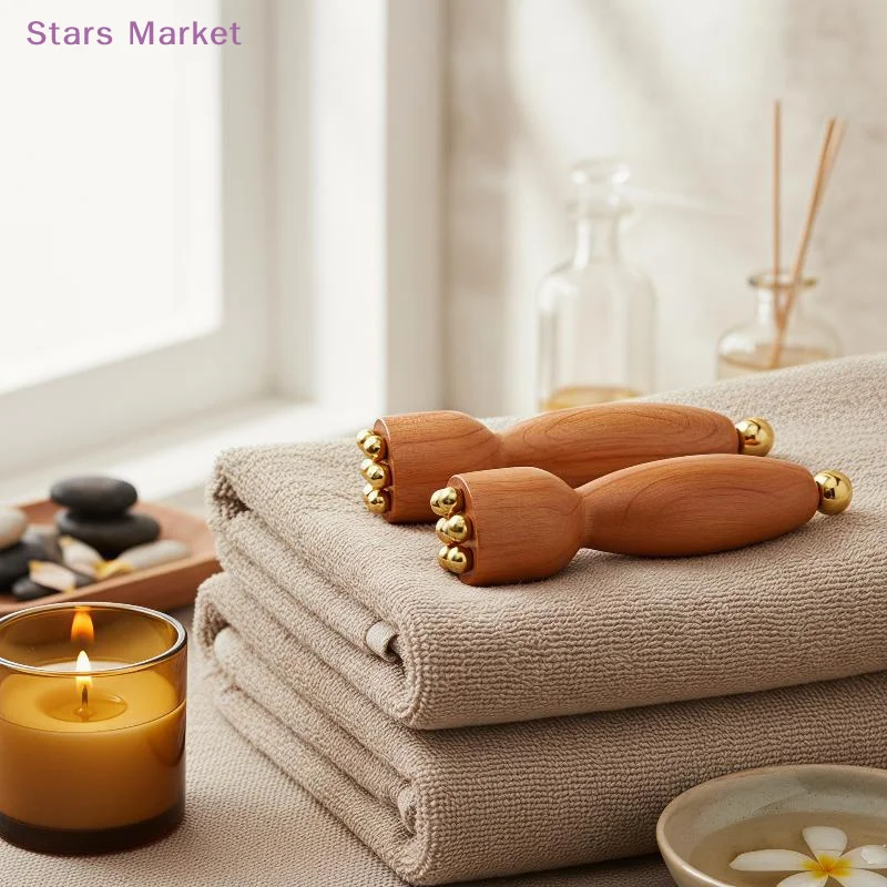 Lotus Seedpod Brass & Rosewood Facial Gua Sha Tool Eye Relaxation Spot Meridians Acupoint Massage Handheld Eye Skin Care