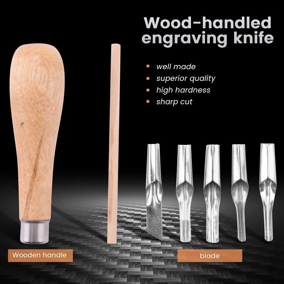 【New User-Coupon!】Lino Block Cutting Rubber Stamp Carving Tools with 5 Blade Wood Handle Printmaking Carving Tools Set