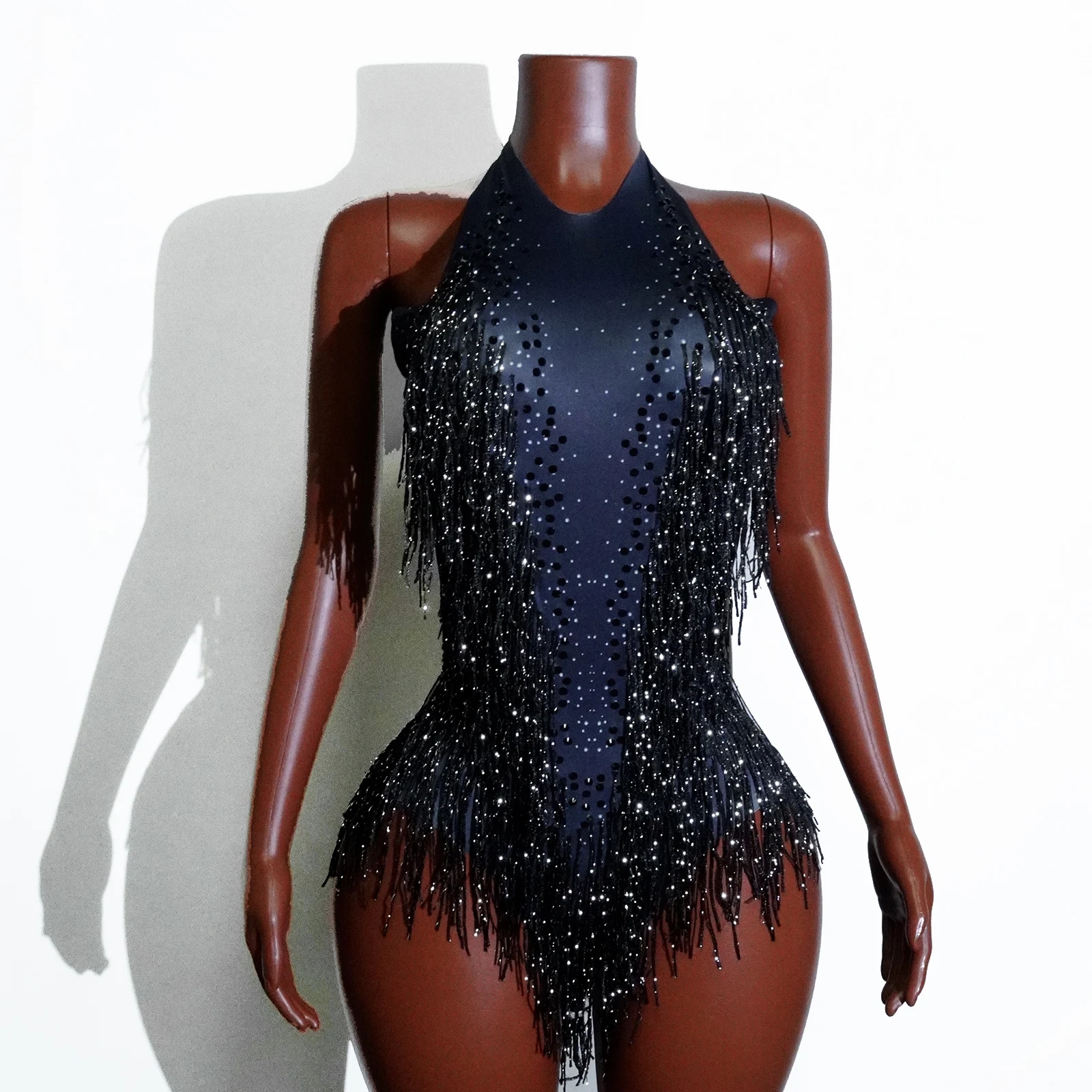 

New Style Lady Fringed Sexy And Shiny Rhinestone Jumpsuit Women Party Bar Nightclub Female Singer Performance And Dance Costumes