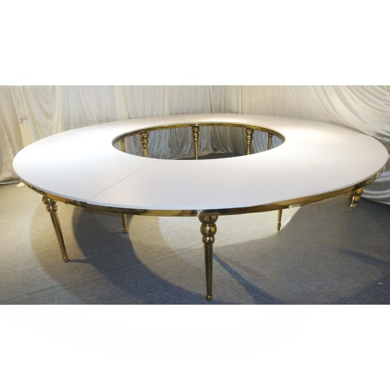 Luxury stainless steel moon table half round hotel event Serpentine wedding table