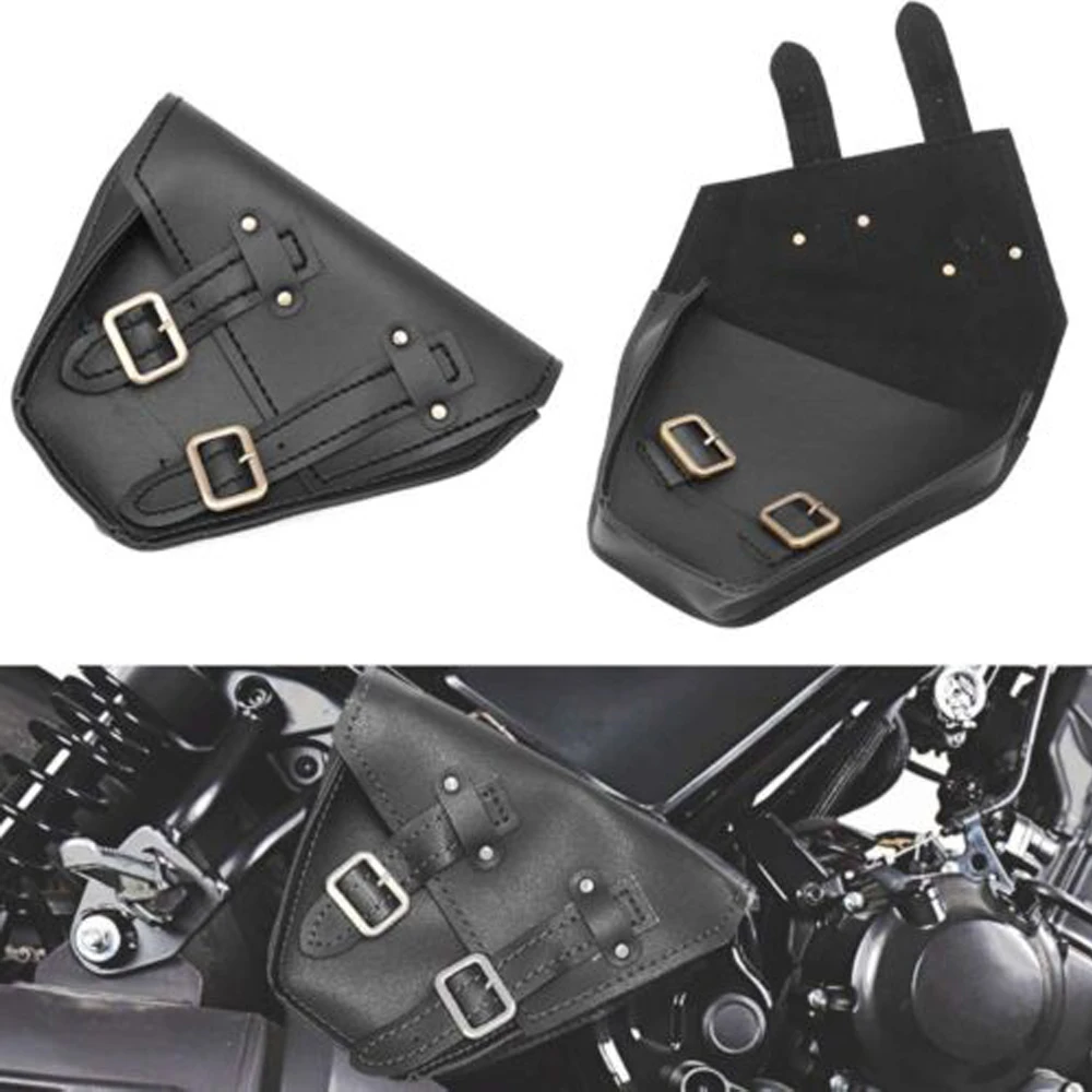 Motorbike Saddlebags PU Leather Black Side Saddle Bags Luggage Storage Bag For Honda Rebel 300 500 Models 2017-2022 