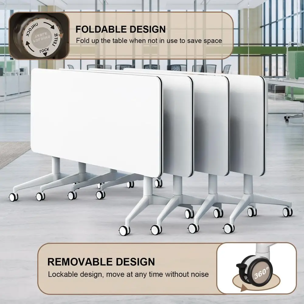 

4-Pack Mobile Conference Room Tables with Wheels, Nesting Design for Office Meetings and Training Rooms (47.2in)