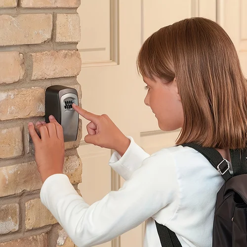 Imagen 2 del producto Soporte de pared seguro para llaves de 1 pieza |   Caja de cerradura de combinación sin batería: metal/plástico de 9,4 cm para seguridad en el hogar y los viajes, para el hotel en casa